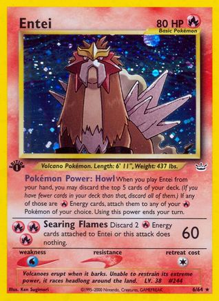 Entei (6) - 6/64 - Holo Rare - 1st Edition