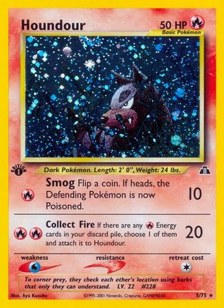 Houndour (5) 005/75  - 1st Edition Holofoil Neo Discovery - Holo Rare