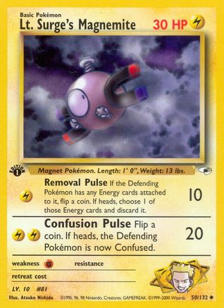 Lt. Surge's Magnemite (50) 050  - Unlimited Gym Heroes - Uncommon
