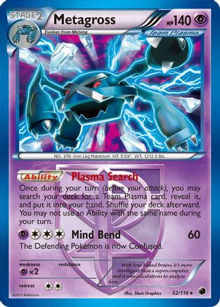Metagross (Team Plasma) - 52/116 - Holo Rare - Reverse Holo