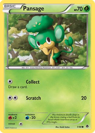Pansage - 1/98 - Common - Reverse Holo