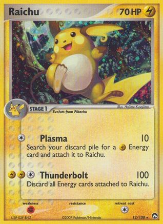 Raichu - 12/108 - Holo Rare - Reverse Holo