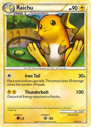 Raichu  - Reverse Holofoil HeartGold SoulSilver - Holo Rare