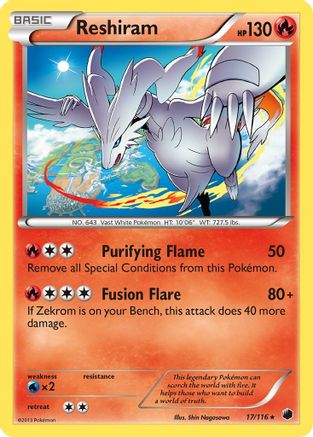 Reshiram - 17/116 - Holo Rare - Reverse Holo