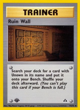 Ruin Wall 074/75  - 1st Edition Neo Discovery - Uncommon