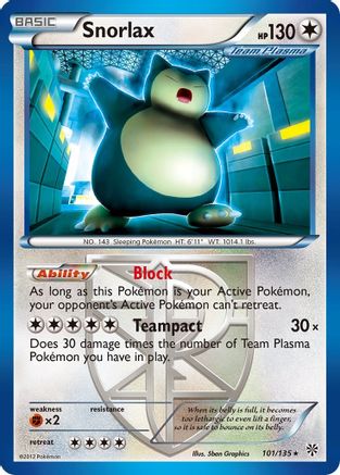 Snorlax (Team Plasma) - 101/135 - Rare - Reverse Holo