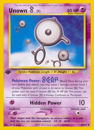 Unown [B] - 39/64 - Uncommon - 1st Edition