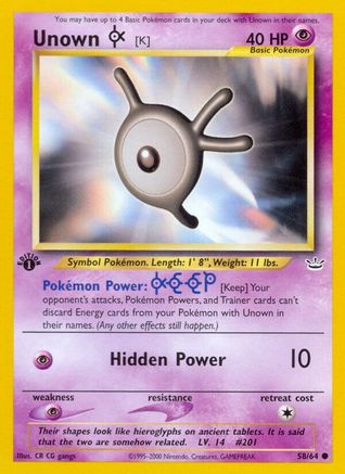 Unown [K] - 58/64 - Common - 1st Edition