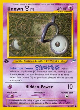 Unown [V] 089/105  - Unlimited Neo Destiny - Common