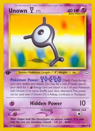 Unown [Y] - 40/64 - Uncommon - 1st Edition