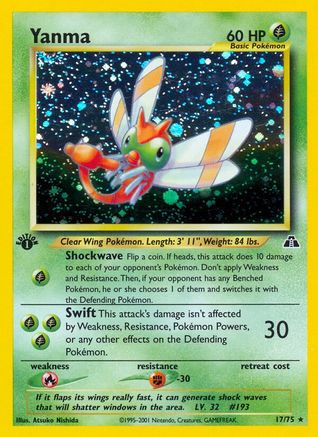 Yanma (17) 017/75  - 1st Edition Holofoil Neo Discovery - Holo Rare