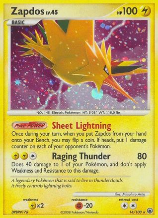 Zapdos - 14/100 - Holo Rare - Reverse Holo