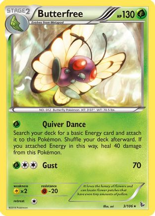 Butterfree 003  - Reverse Holofoil XY  Flashfire - Rare