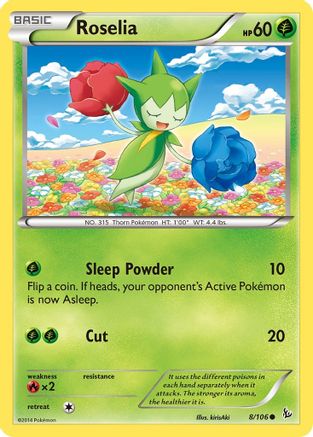 Roselia 008  - Reverse Holofoil XY  Flashfire - Common