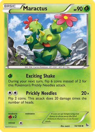Maractus 010  - Reverse Holofoil XY  Flashfire - Uncommon