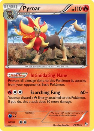Pyroar 020  - Holofoil XY  Flashfire - Holo Rare