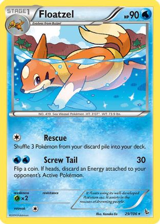 Floatzel 029  - Reverse Holofoil XY  Flashfire - Rare