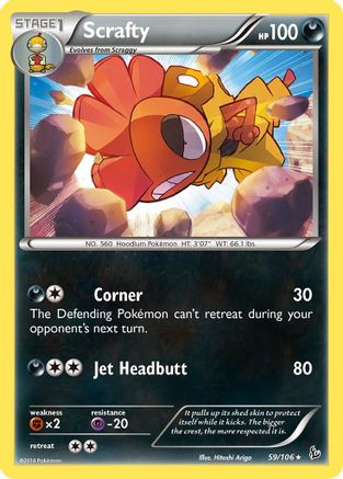Scrafty 059  - Reverse Holofoil XY  Flashfire - Rare