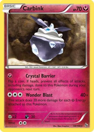 Carbink 068  - Holofoil XY  Flashfire - Holo Rare