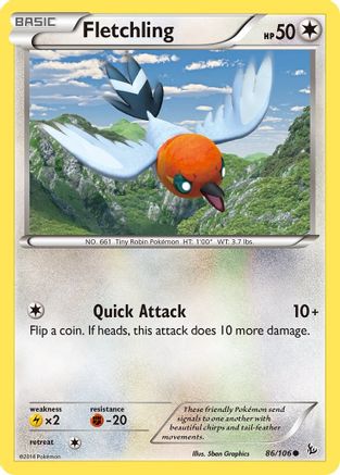 Fletchling 086  - Reverse Holofoil XY  Flashfire - Common