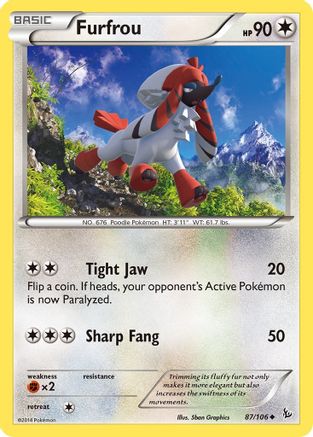 Furfrou 087  - Reverse Holofoil XY  Flashfire - Uncommon