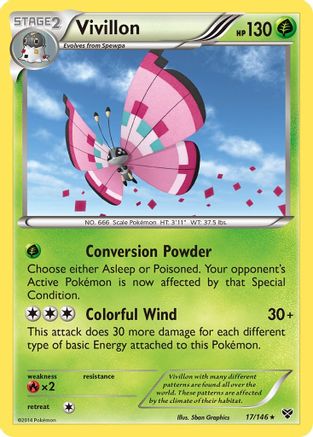 Vivillon (Meadow [Pink]) - 17/146 - Holo Rare - Reverse Holo