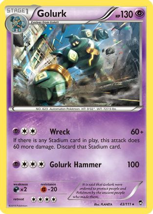 Golurk - 43/111 - Rare - Reverse Holo