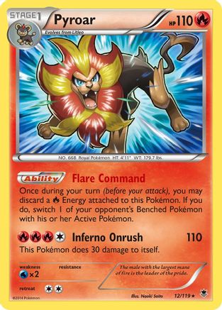 Pyroar - 12/119 - Holo Rare - Reverse Holo
