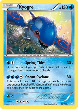 Kyogre - 53/160 - Rare - Reverse Holo