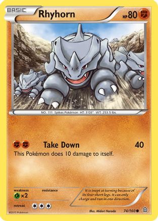 Rhyhorn - 74/160 - Common - Reverse Holo