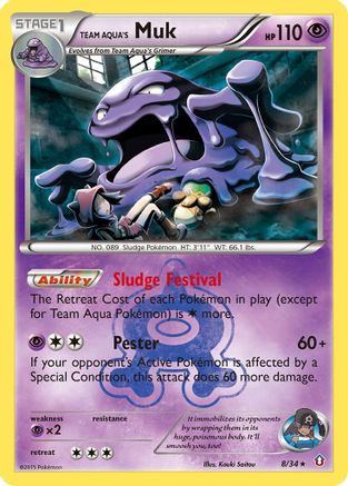 Team Aqua's Muk - 8/34 - Holo Rare - Reverse Holo
