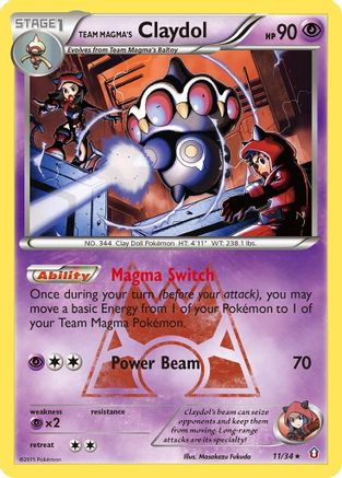 Team Magma's Claydol - 11/34 - Holo Rare - Reverse Holo
