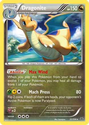 Dragonite (51) - 51/108 - Rare - Reverse Holo