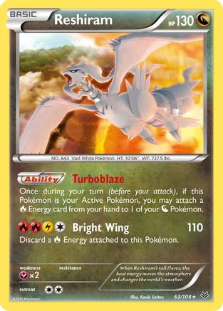 Reshiram - 63/108 - Holo Rare - Reverse Holo
