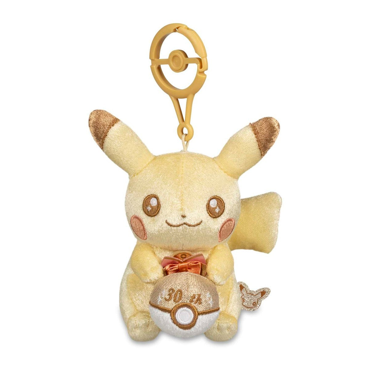 Gold Shiny Pikachu 30th Celebration Plush Key Chain - Pokemon Center Plush