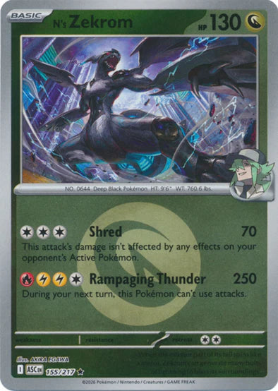N's Zekrom (Energy Symbol Pattern) - 155/217 - Rare - Reverse Holo