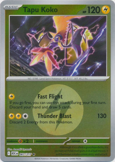 Tapu Koko (Energy Symbol Pattern) - 067/217 - Rare - Reverse Holo