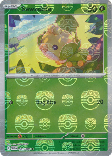 Sewaddle (Master Ball Pattern) 001  - Holofoil SV White Flare - Common