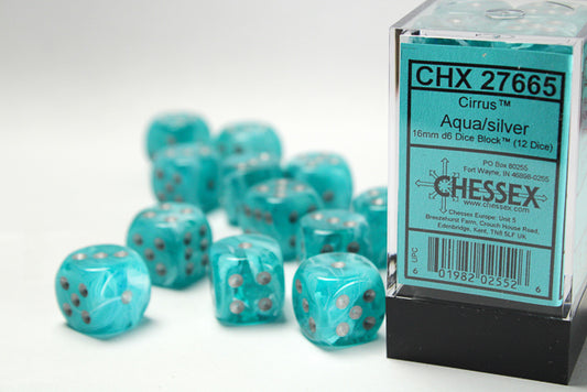 Chessex - 12D6 - Cirrus - Aqua/Silver